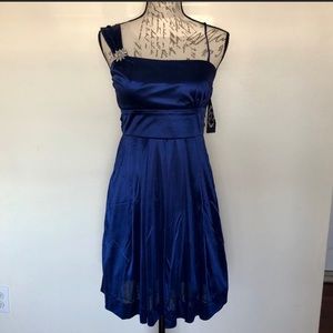 Trixxi Satin Sateen Royal Blue One Shoulder Dress